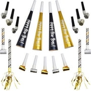 Black, Gold \u0026 Silver Party Horns \u0026 Blowouts Set (Pack of 50) - Perfect Party Supplies \u0026 Party Noise Makers for New Year's Eve, Graduation Parties, Birthdays \u0026 More
